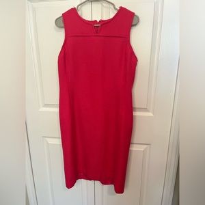 Talbots Split-Neck Refined Ponte Sheath Solid Pink Quilted‎ Wool Dress Sz 12